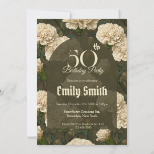 Invitación Clavel Personalizado de Lujo para Cumpleaños 90