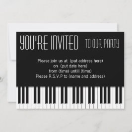 Invitación Claves de piano blanco negro