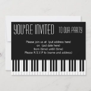 Invitación Claves de piano blanco negro