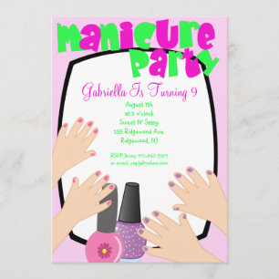 Invitación Clavos, uñas, uñas, manicura Spa fiesta de cumplea