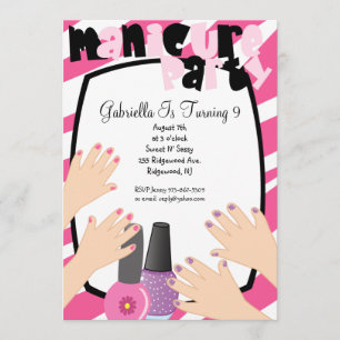 Invitación Clavos, uñas, uñas, manicura Spa fiesta de cumplea