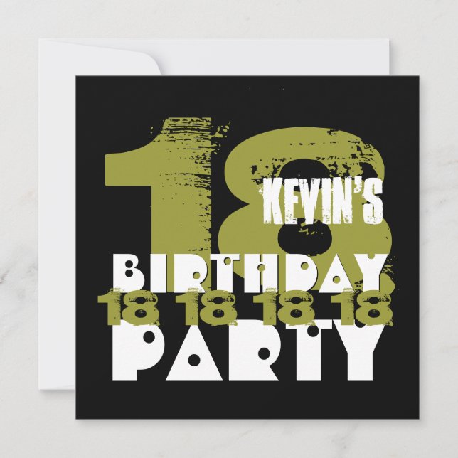 Invitación CLAY BLACK 18th Birthday Party V10B de 18 años (Anverso)