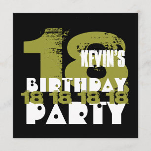 Invitación CLAY BLACK 18th Birthday Party V10B de 18 años