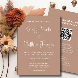 Invitación Clay QR Code Todo En Un Boda De Moda De Guión Mode