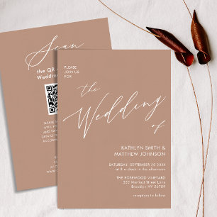 Invitación Clay QR Code Todo En Un Boda De Moda De Guión Mode