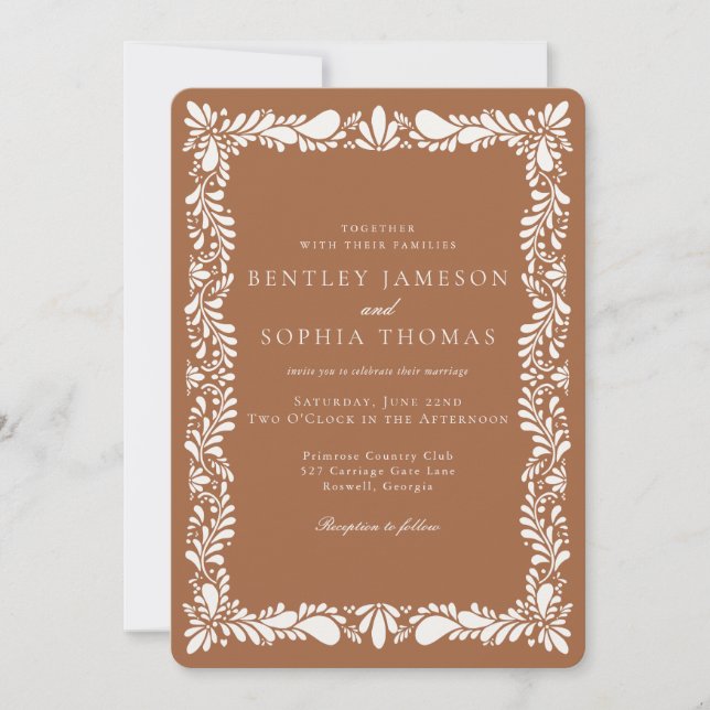 Invitación Clay Talavera Tile Boda español de Fiesta (Anverso)