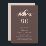 Invitación Clear Mountain Country 80th Birthday Party<br><div class="desc">Esta clara invitación a la fiesta de cumpleaños número 80 es perfecta para una fiesta de cumpleaños moderna. El diseño presenta una idílica montaña color beige acuático.</div>