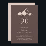 Invitación Clear Mountain Country 90th Birthday Party<br><div class="desc">Esta clara invitación a la fiesta de cumpleaños número 90 es perfecta para una fiesta de cumpleaños moderna. El diseño presenta una idílica montaña color beige acuático.</div>