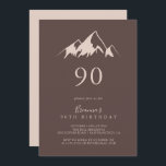 Invitación Clear Mountain Country 90th Birthday Party<br><div class="desc">Esta clara invitación a la fiesta de cumpleaños número 90 es perfecta para una fiesta de cumpleaños moderna. El diseño presenta una idílica montaña color beige acuático.</div>