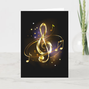 Invitación Clef de sol de música dorada