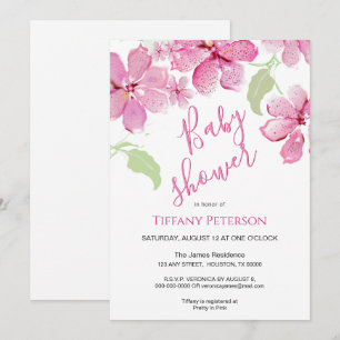 Invitación Clemátide Floral Rosa Tiger Lilly   Shower de Bebé