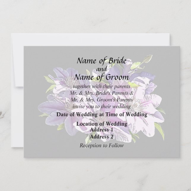 Invitación Clematis rosada (Anverso)