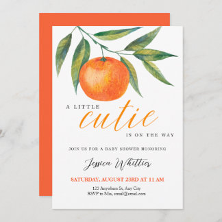 Invitación Clementine Watercolor "Cutie" Baby Shower