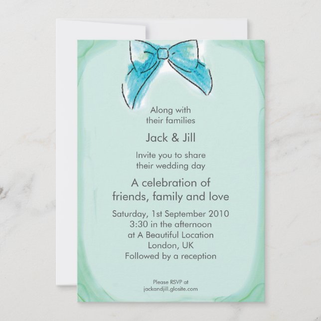 Invitación Cleo Bow (costura del mar) 5x7 (Anverso)