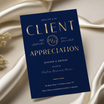 Client Appreciation Day Navy & Gold Logo Company