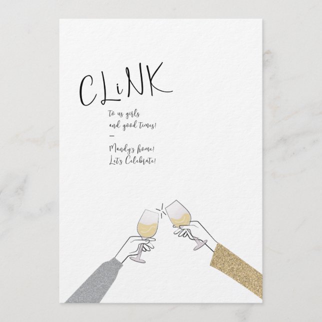 Invitación Clinking Glasses Girl's Party (Anverso)