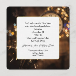 Invitación Clock Countdown for New Year Eve's Party