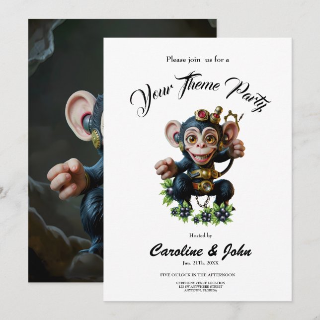 Invitación Clockwork Cavekeeper – El mono susurrante (Anverso / Reverso)