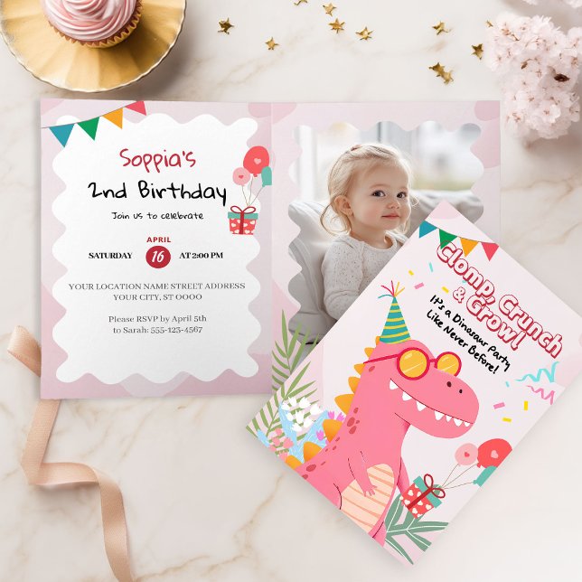 Invitación ¡Clomp, Crunch & grul! Fiesta de dinosaurios (Subido por el creador)