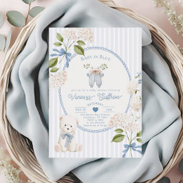 Invitación Clothesline Baby Boy Shower Coquette Baby in Blue