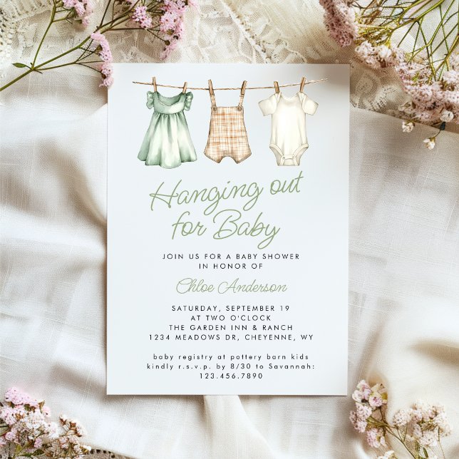Invitación Clothesline Boho Baby Shower Neutral de género (Subido por el creador)