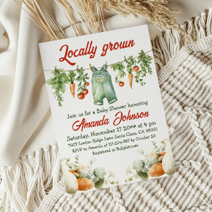 Invitación Clothesline Garden Tema de Baby Shower de crecimie