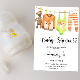 Invitación Clothesline Género Neutral Baby Shower