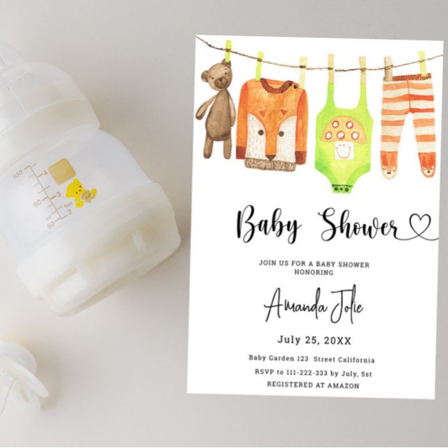 Invitación Clothesline Género Neutral Baby Shower (Subido por el creador)