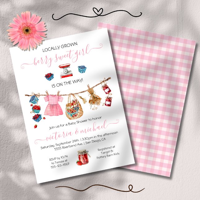 Invitación Clothesline Market Berry Sweet Baby Shower (Subido por el creador)