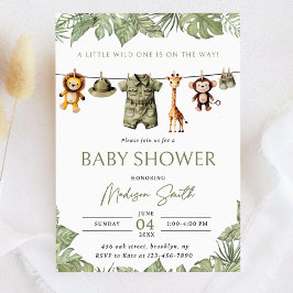 Invitación Clothesline Safari Baby Shower Invitation A Little