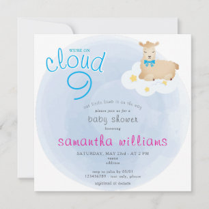 Invitación Cloud 9 Little Lamb Blue Easter Boy Baby Shower