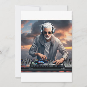 Invitación Cloud Beats: Diseño de DJ blanco y gris
