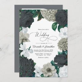 Invitación Cloud Gray, Charcoal Slate & Soft White Wedding