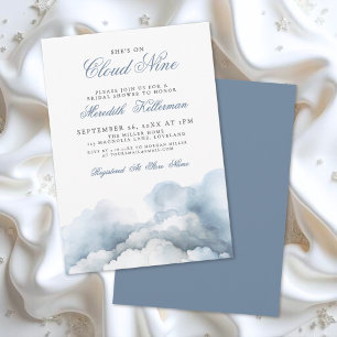 Invitación Cloud Nine 9 Ducha de Novia Azul Elegante