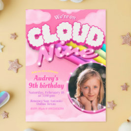 Invitación Cloud Nine - 9th Birthday with Picture