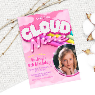Invitación Cloud Nine - 9th Birthday with Picture
