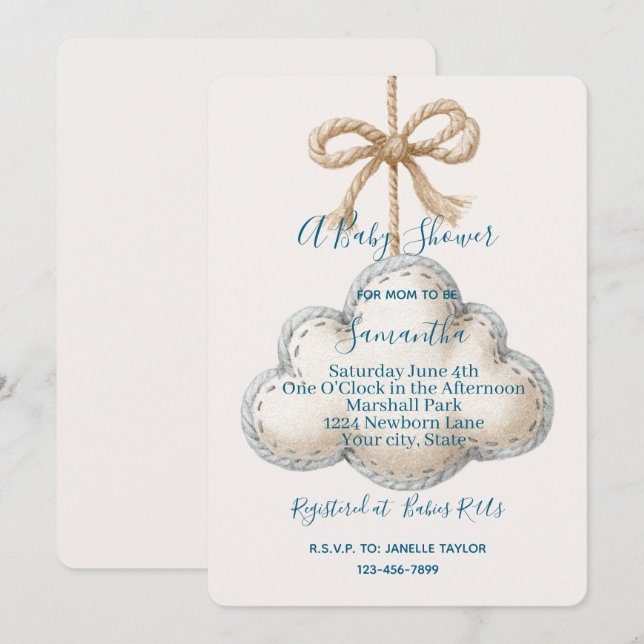 Invitación Cloud Nine Baby Shower (Anverso / Reverso)
