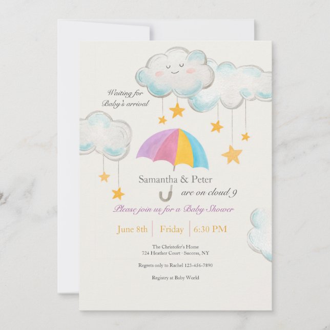 Invitación Cloud Nine Baby Shower (Anverso)