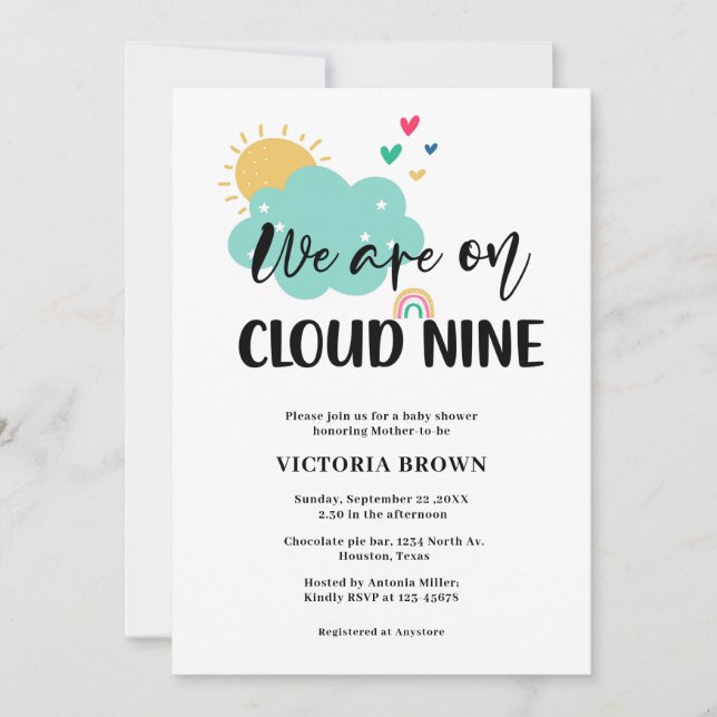 Invitación Cloud NIne Baby Shower Invitation (Anverso)