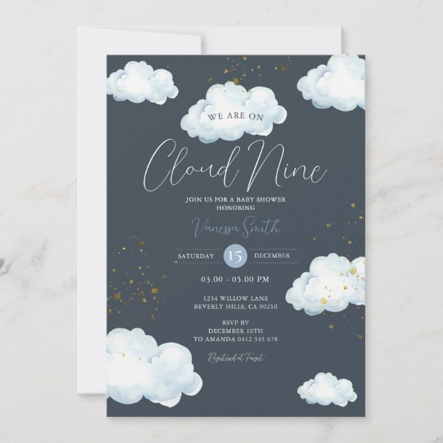 Invitación Cloud Nine Baby Shower Neutral Little Cloud (Anverso)