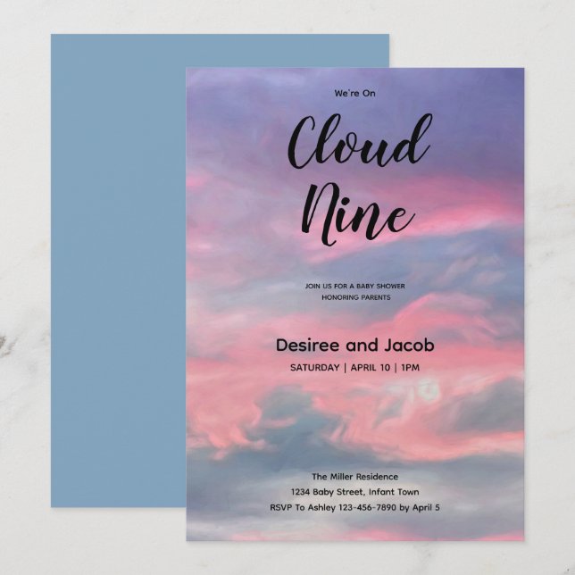 Invitación Cloud Nine Boy Baby Shower Invitations (Anverso / Reverso)