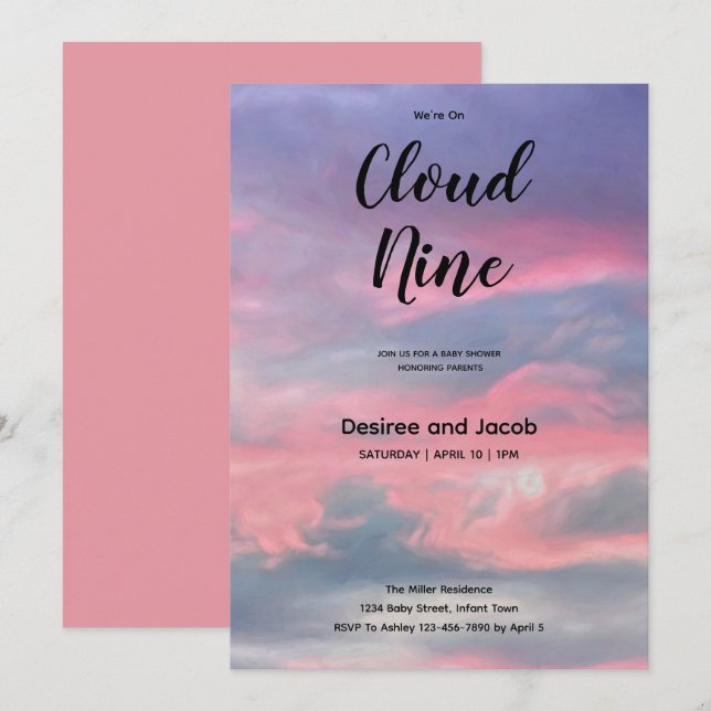 Invitación Cloud Nine Girl Baby Shower Invitations (Anverso / Reverso)