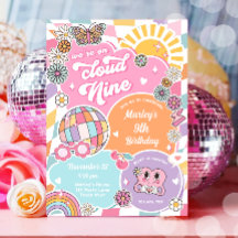 Cloud Nine Groovy Preppy Varsity Disco Cumpleaños