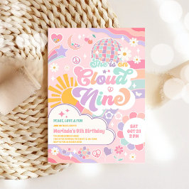 Invitación Cloud Nine Retro Groovy Daisy 9th Birthday