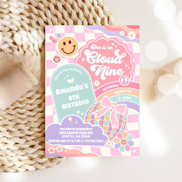 Invitación Cloud Nine Retro Groovy Daisy 9th Birthday Invitat