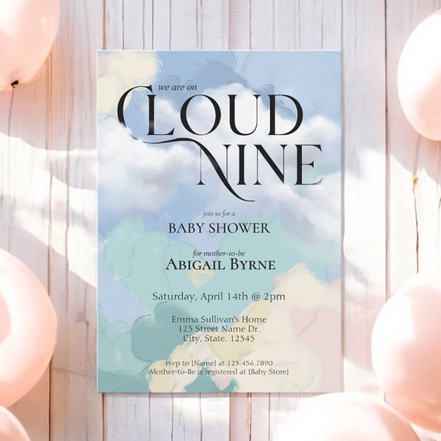 Invitación Cloud Nueve Elegante Pastel Baby Shower (Subido por el creador)