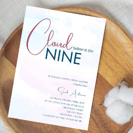 Invitación Cloud Nueve Resumen Ducha de Novias Rosa Azul