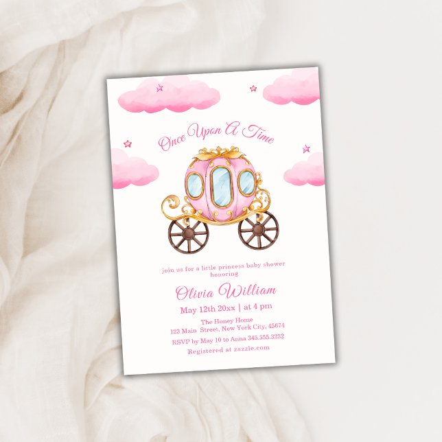 Invitación Cloud Star Fairytale Princess Carriage Baby Shower (Cloud Star Fairytale Princess Carriage Baby Shower Invitation)