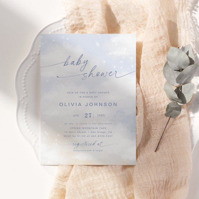 Invitación Cloud Them Baby Shower Blue (Subido por el creador)