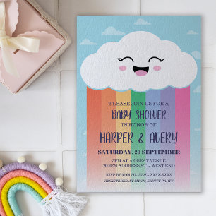 Invitación Cloud y Baby Shower arcoiris